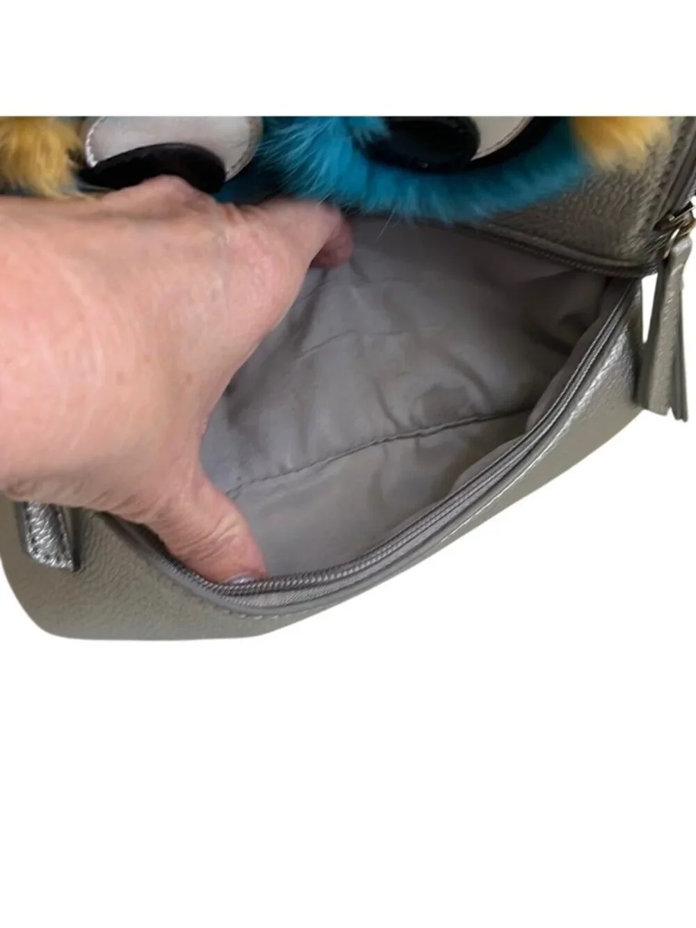 Olivia Miller Furface Silver Retro Inspired Monster Theme Mini Backpack
